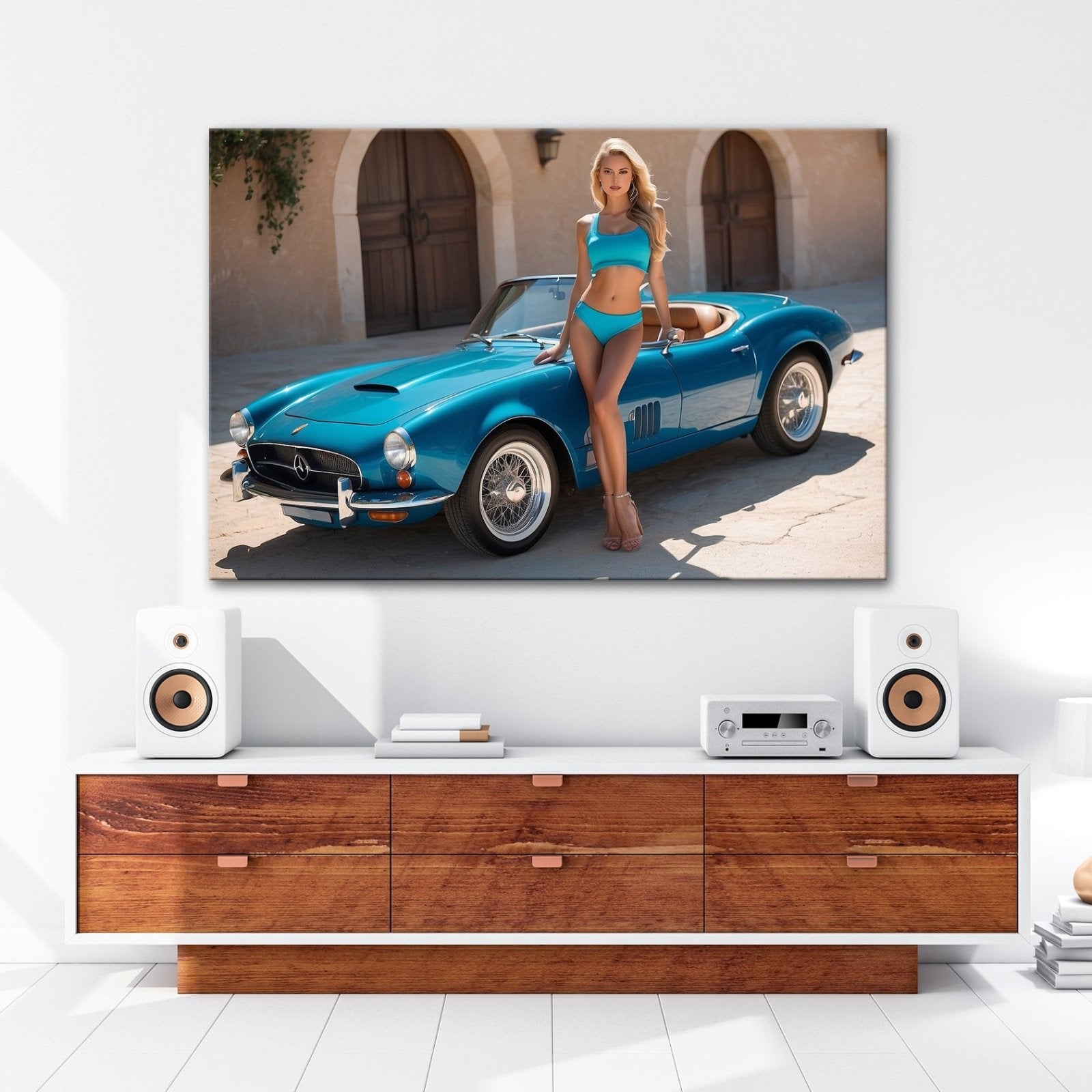 Leinwandbild Cabrio XXL – Sommerliche Eleganz & Klassisches Auto - Design - deyoli