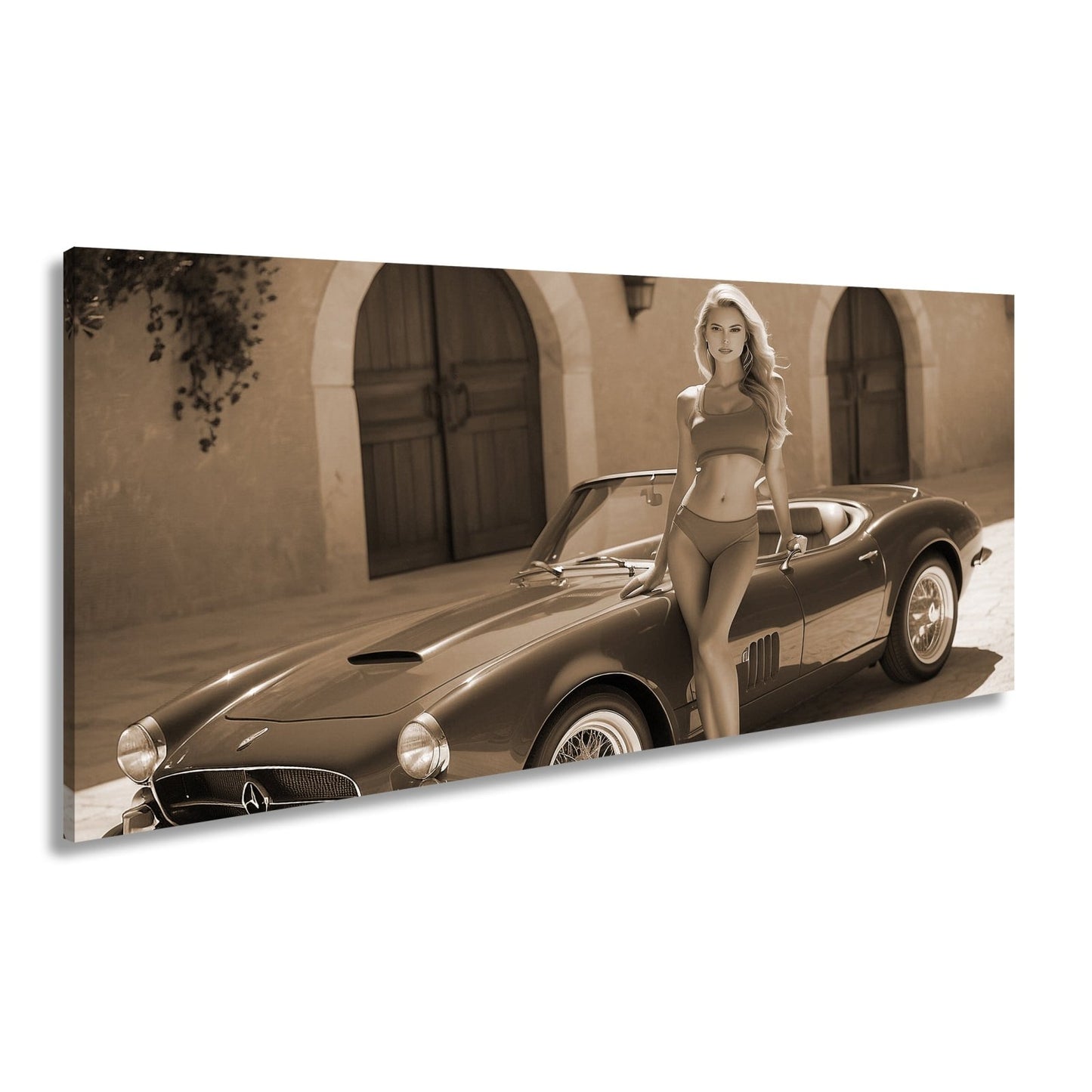 Leinwandbild Cabrio XXL – Sommerliche Eleganz & Klassisches Auto - Design - deyoli