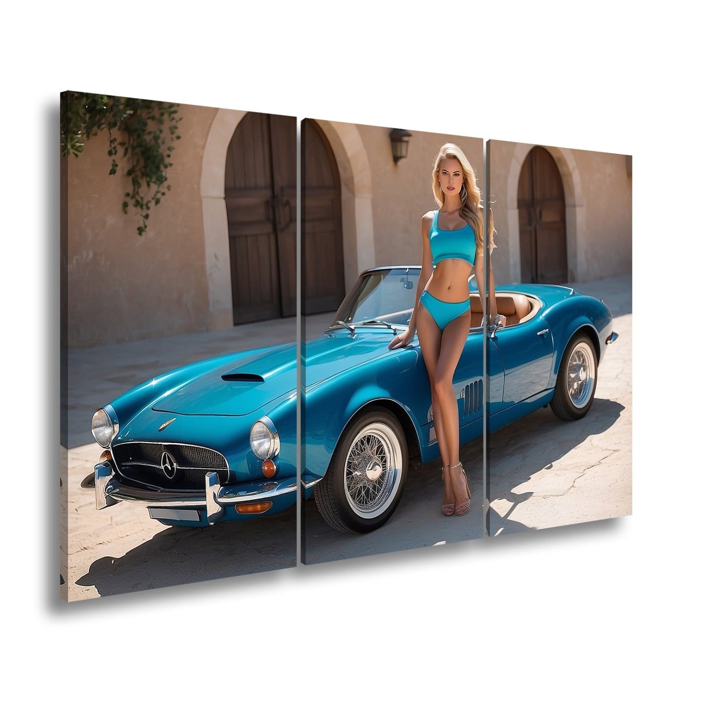 Leinwandbild Cabrio XXL – Sommerliche Eleganz & Klassisches Auto - Design - deyoli