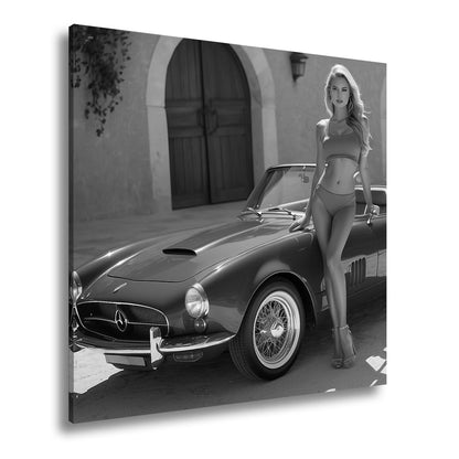 Leinwandbild Cabrio XXL – Sommerliche Eleganz & Klassisches Auto - Design - deyoli