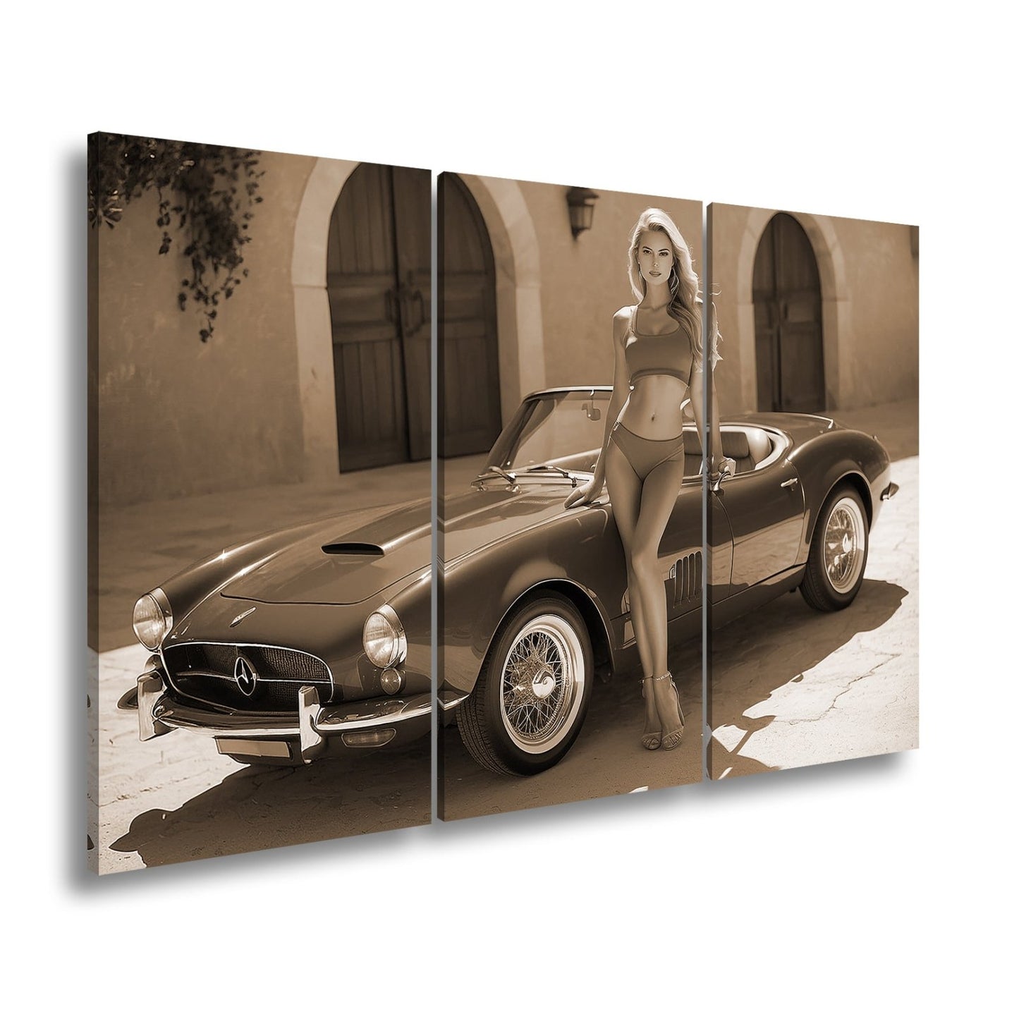 Leinwandbild Cabrio XXL – Sommerliche Eleganz & Klassisches Auto - Design - deyoli