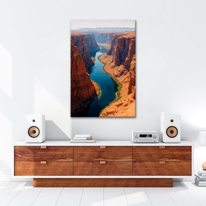Leinwandbild Canyon XXL – Leuchtend blauer Fluss spaltet rotgoldene Welt - deyoli
