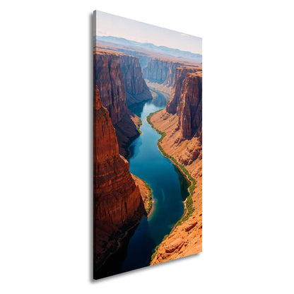 Leinwandbild Canyon XXL – Leuchtend blauer Fluss spaltet rotgoldene Welt - deyoli