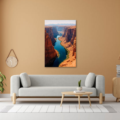 Leinwandbild Canyon XXL – Leuchtend blauer Fluss spaltet rotgoldene Welt - deyoli