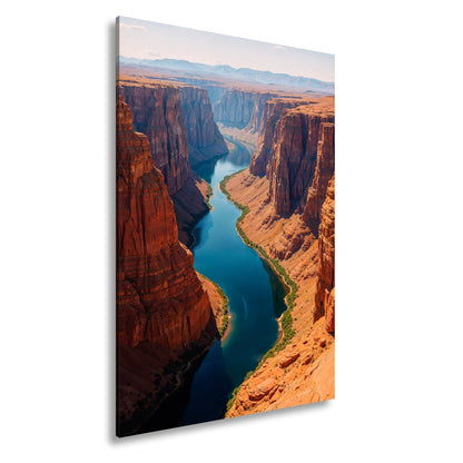Leinwandbild Canyon XXL – Leuchtend blauer Fluss spaltet rotgoldene Welt - deyoli