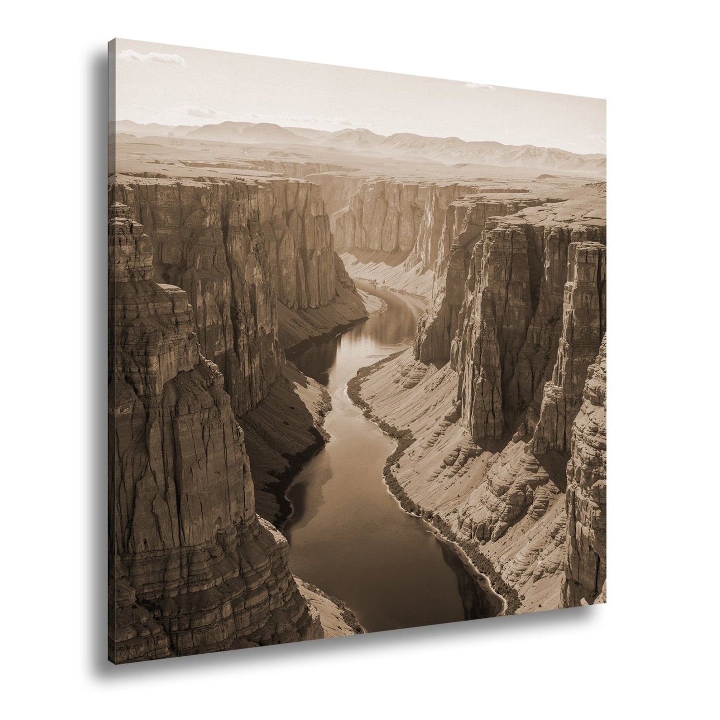 Leinwandbild Canyon XXL – Leuchtend blauer Fluss spaltet rotgoldene Welt - deyoli