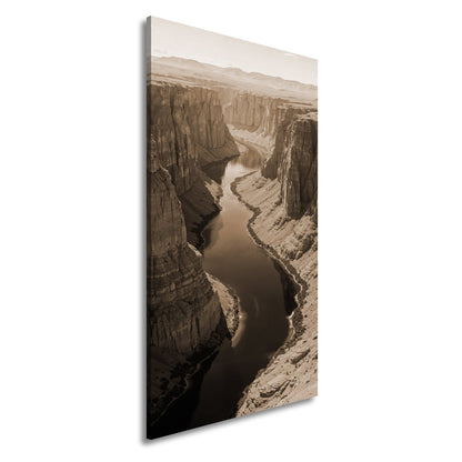 Leinwandbild Canyon XXL – Leuchtend blauer Fluss spaltet rotgoldene Welt - deyoli