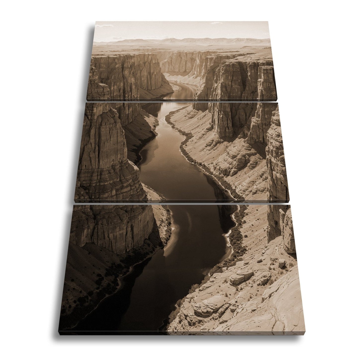 Leinwandbild Canyon XXL – Leuchtend blauer Fluss spaltet rotgoldene Welt - deyoli