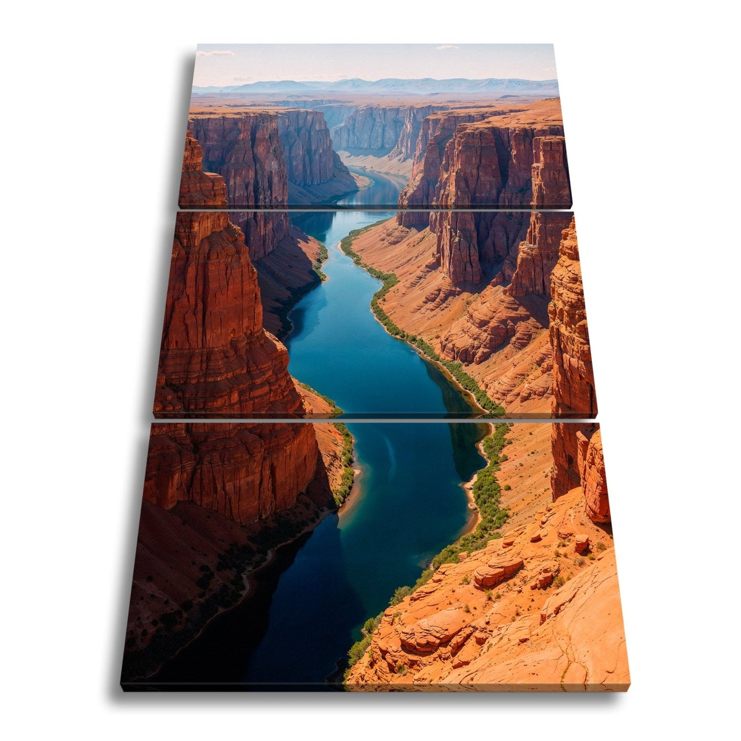 Leinwandbild Canyon XXL – Leuchtend blauer Fluss spaltet rotgoldene Welt - deyoli