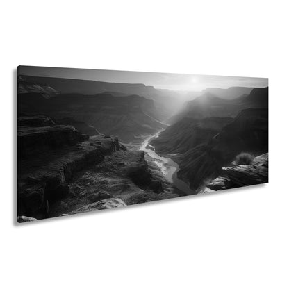 Leinwandbild Canyon XXL – Sonnenlicht taucht Landschaft in goldenes Glühen - deyoli