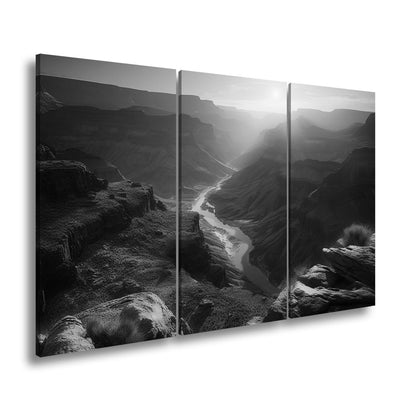 Leinwandbild Canyon XXL – Sonnenlicht taucht Landschaft in goldenes Glühen - deyoli