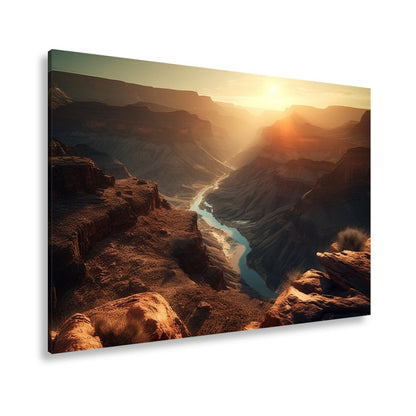 Leinwandbild Canyon XXL – Sonnenlicht taucht Landschaft in goldenes Glühen - deyoli