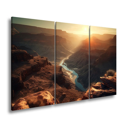 Leinwandbild Canyon XXL – Sonnenlicht taucht Landschaft in goldenes Glühen - deyoli