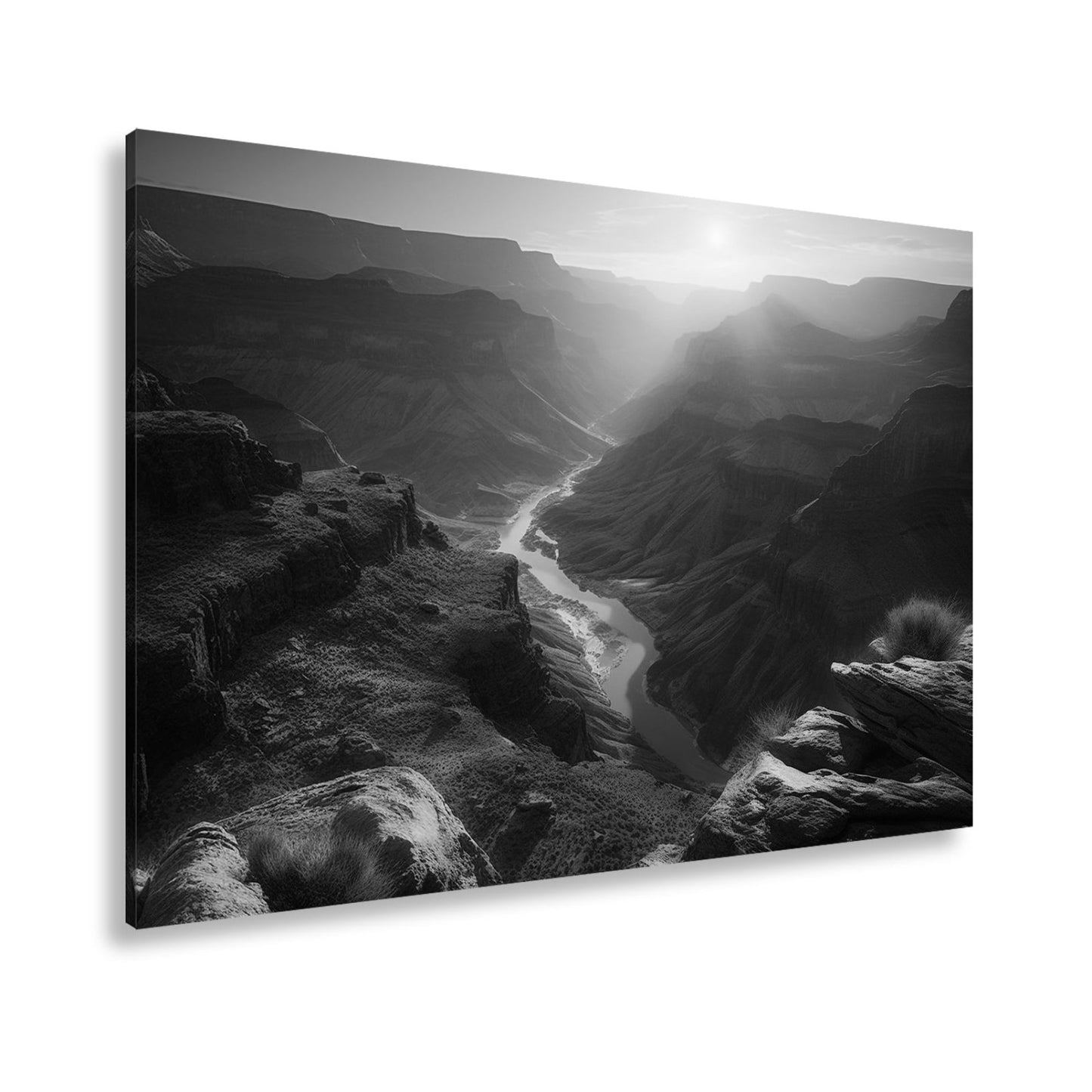 Leinwandbild Canyon XXL – Sonnenlicht taucht Landschaft in goldenes Glühen - deyoli