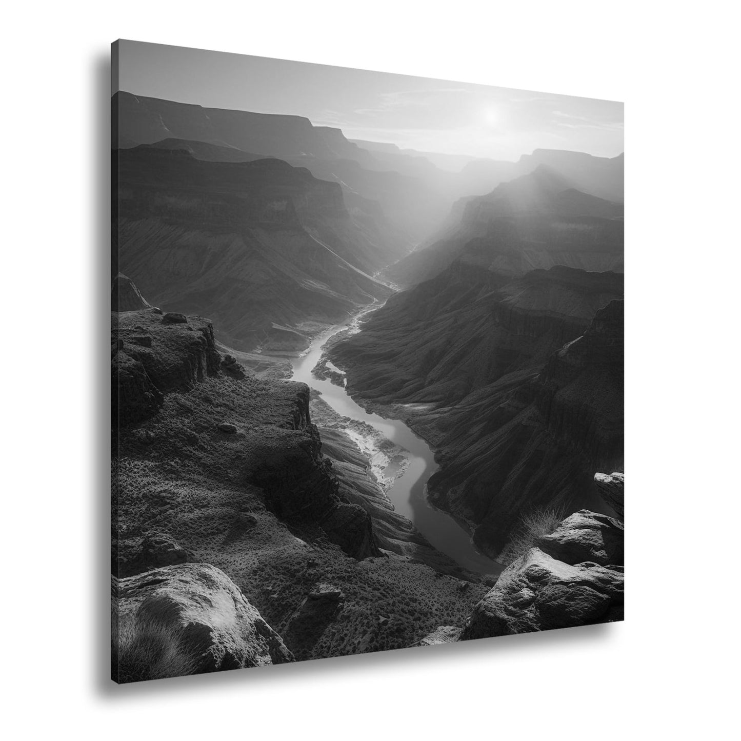 Leinwandbild Canyon XXL – Sonnenlicht taucht Landschaft in goldenes Glühen - deyoli