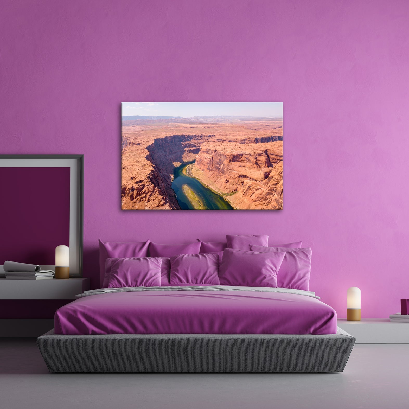 Leinwandbild Canyon XXL – Tiefe Schlucht mit grünem Fluss & Naturgewalt - deyoli