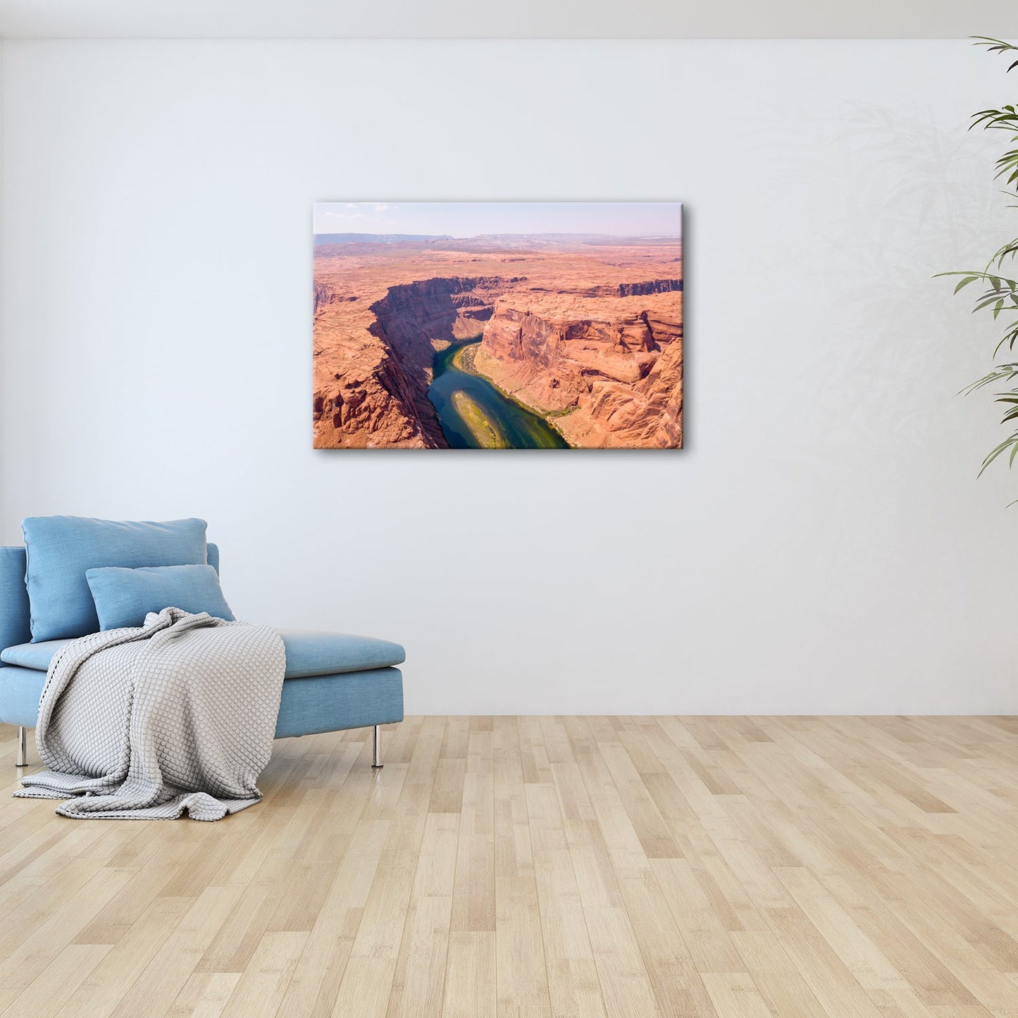 Leinwandbild Canyon XXL – Tiefe Schlucht mit grünem Fluss & Naturgewalt - deyoli
