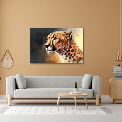 Leinwandbild Cheetahblick – wild, fokussiert und majestätisch gemalt. - deyoli