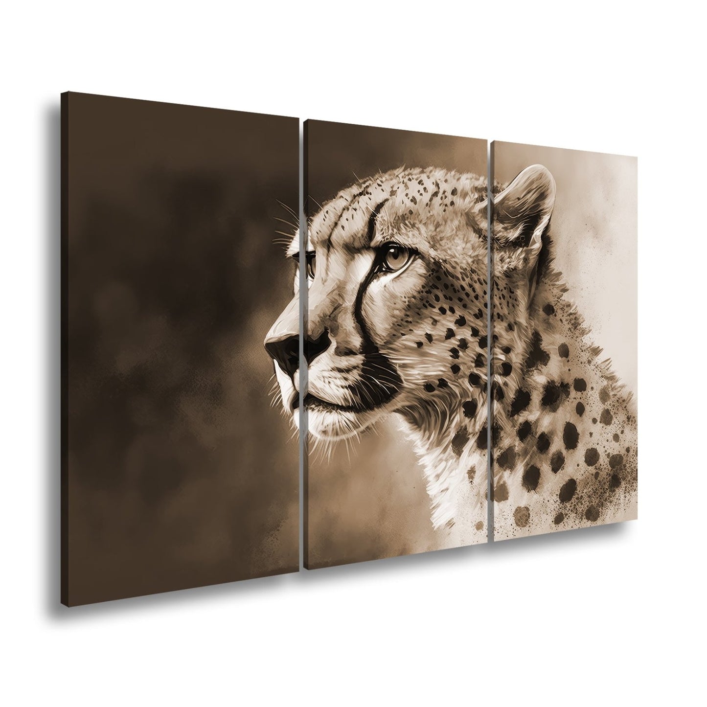 Leinwandbild Cheetahblick – wild, fokussiert und majestätisch gemalt. - deyoli