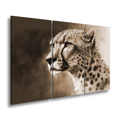 Leinwandbild Cheetahblick – wild, fokussiert und majestätisch gemalt. - deyoli