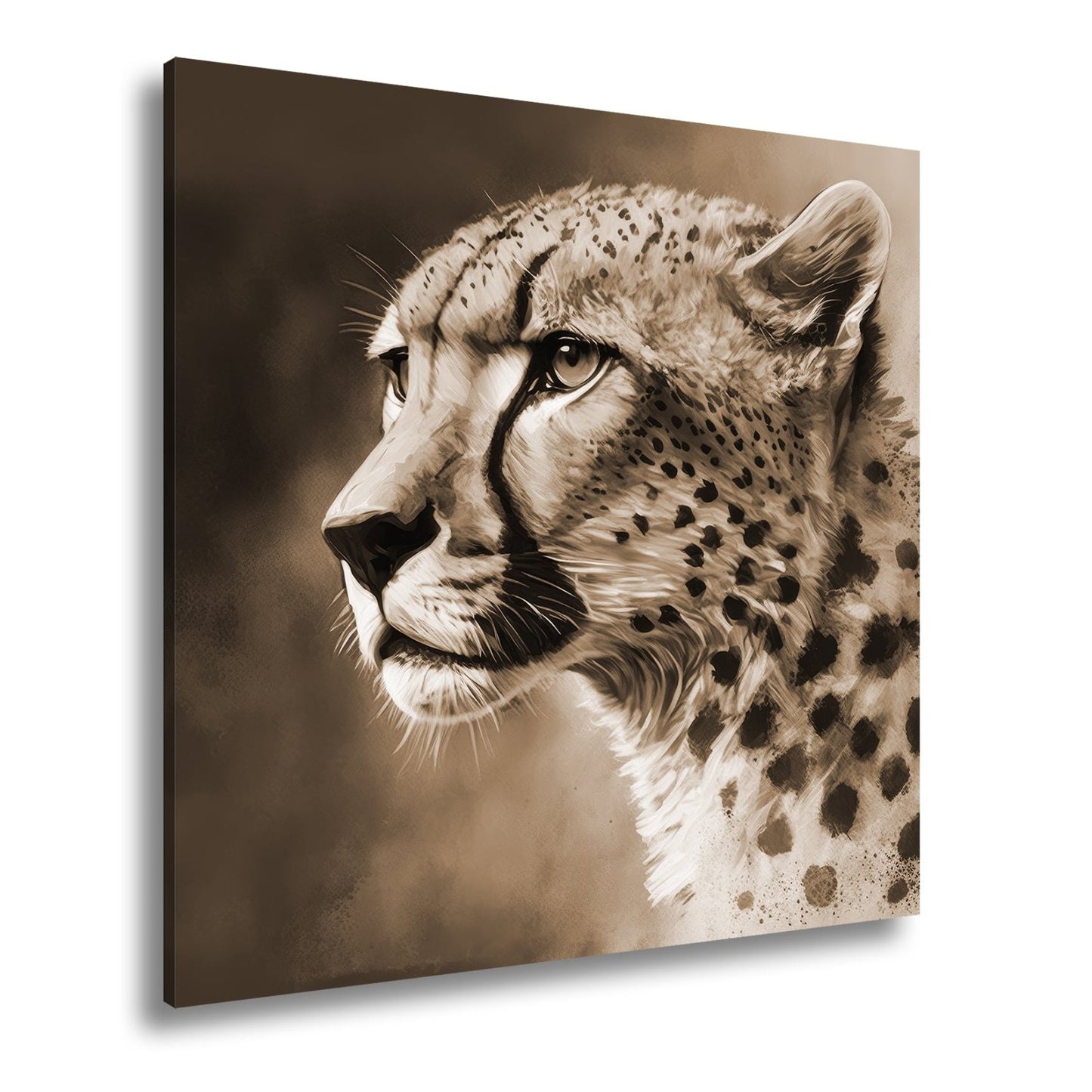 Leinwandbild Cheetahblick – wild, fokussiert und majestätisch gemalt. - deyoli