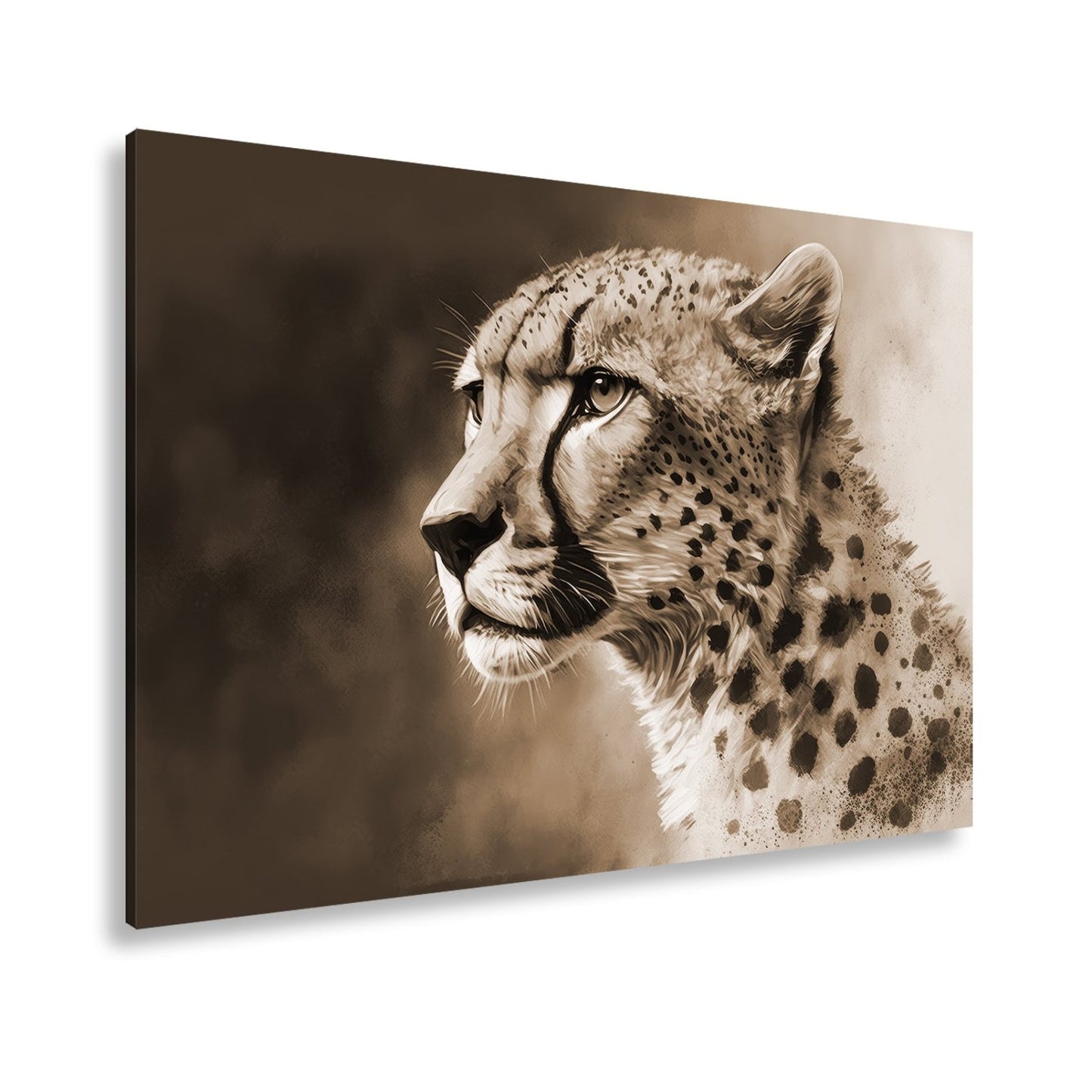 Leinwandbild Cheetahblick – wild, fokussiert und majestätisch gemalt. - deyoli