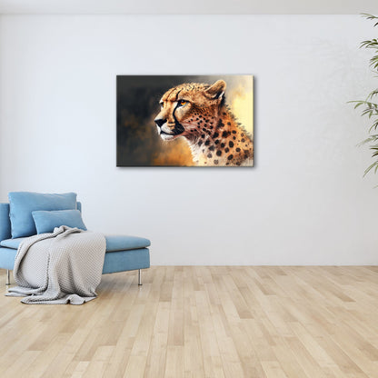 Leinwandbild Cheetahblick – wild, fokussiert und majestätisch gemalt. - deyoli