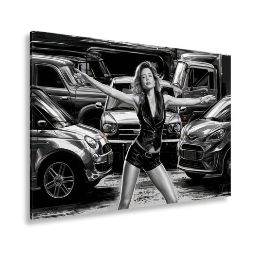Leinwandbild Chromglanz trifft Haltung in einer stilvollen Auto - Szene - deyoli