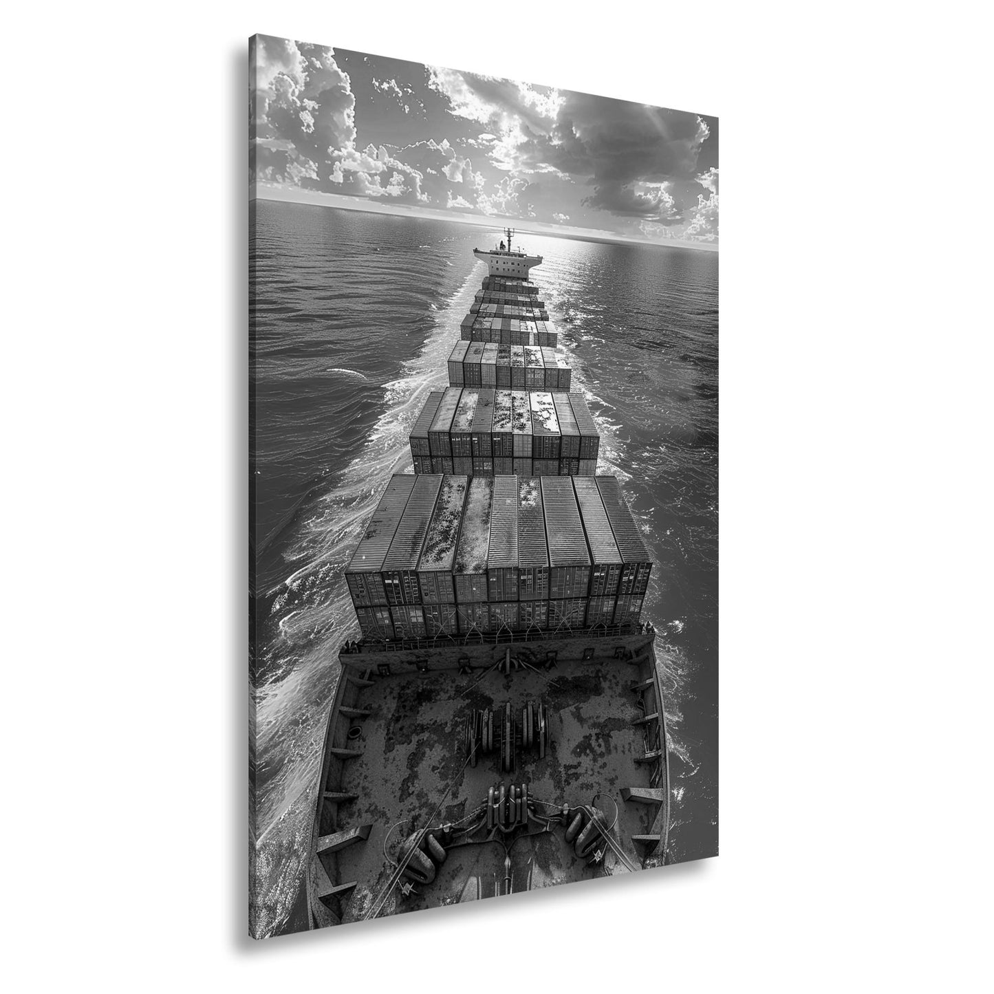 Leinwandbild Containermeer zieht Bahn durch endloses Blau XXL – Logistik Hafen - deyoli