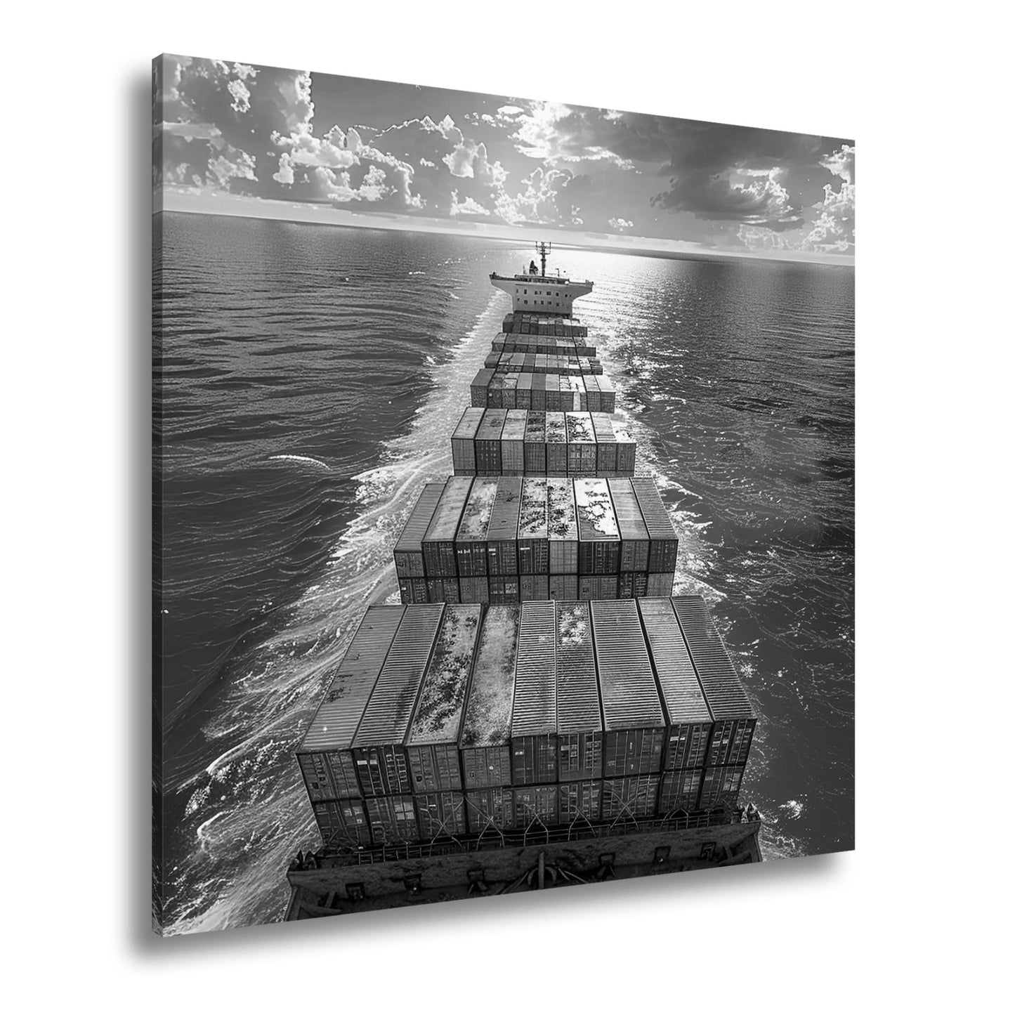 Leinwandbild Containermeer zieht Bahn durch endloses Blau XXL – Logistik Hafen - deyoli