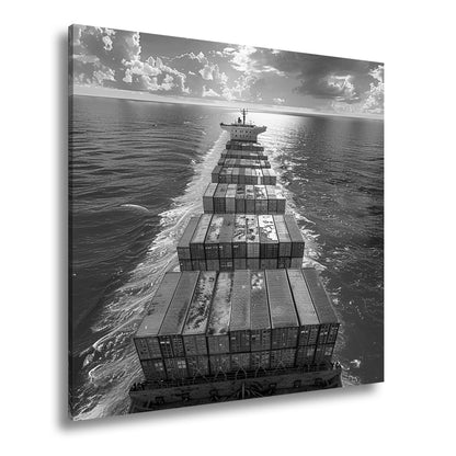 Leinwandbild Containermeer zieht Bahn durch endloses Blau XXL – Logistik Hafen - deyoli