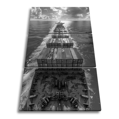 Leinwandbild Containermeer zieht Bahn durch endloses Blau XXL – Logistik Hafen - deyoli