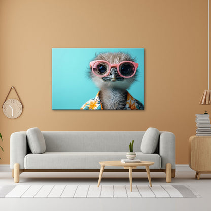 Leinwandbild Cooler Blick – Strauß in Sonnenbrille mit Urlaubsflair. - deyoli