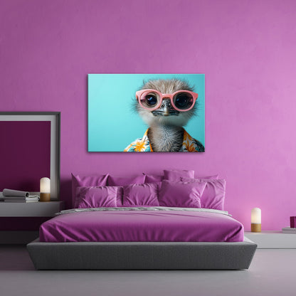 Leinwandbild Cooler Blick – Strauß in Sonnenbrille mit Urlaubsflair. - deyoli