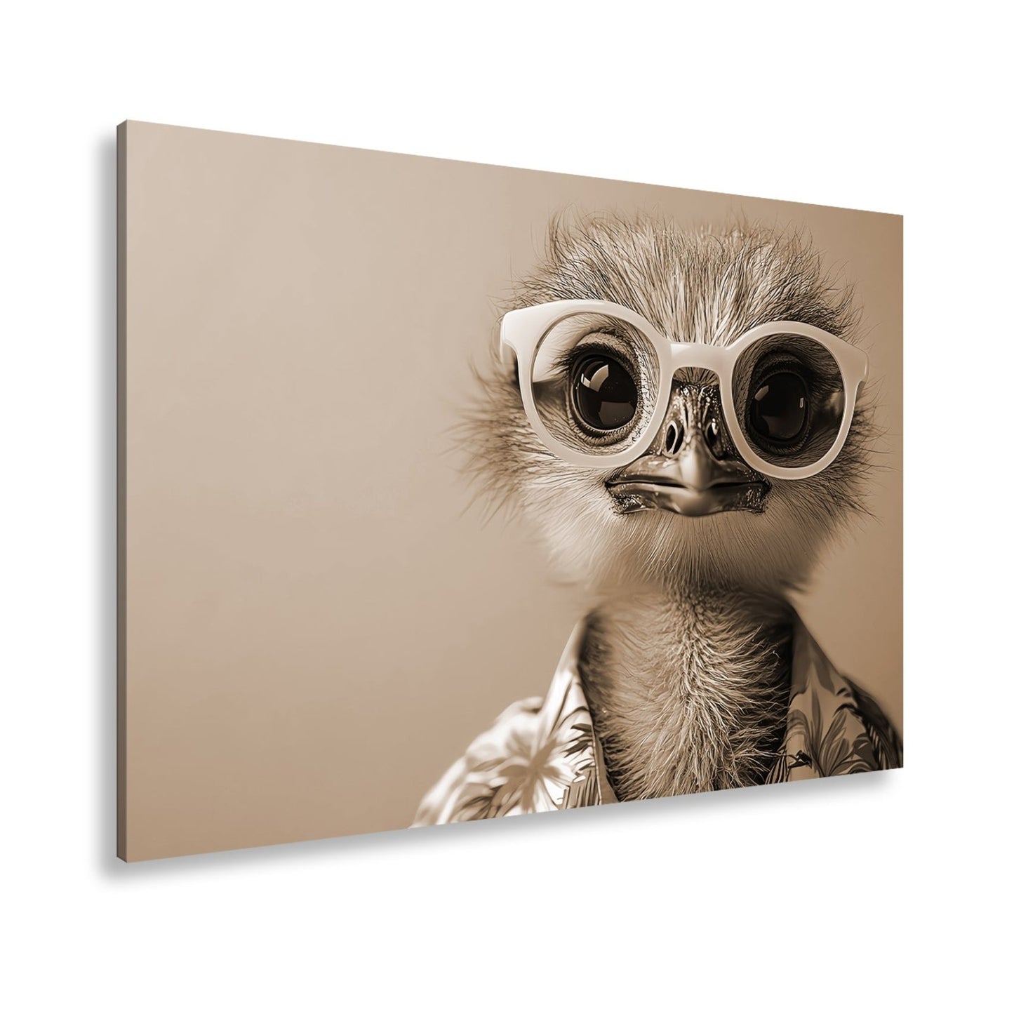 Leinwandbild Cooler Blick – Strauß in Sonnenbrille mit Urlaubsflair. - deyoli