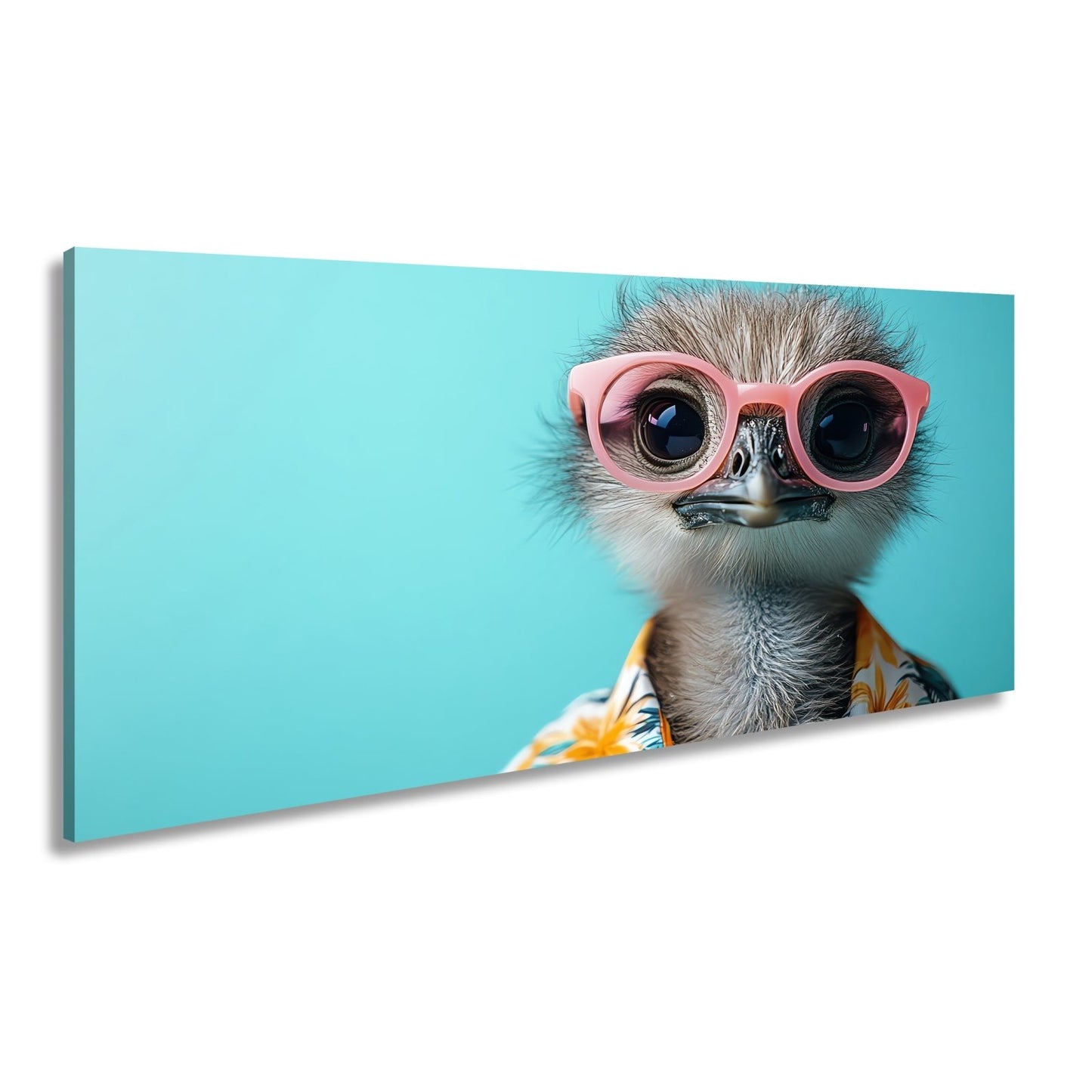 Leinwandbild Cooler Blick – Strauß in Sonnenbrille mit Urlaubsflair. - deyoli