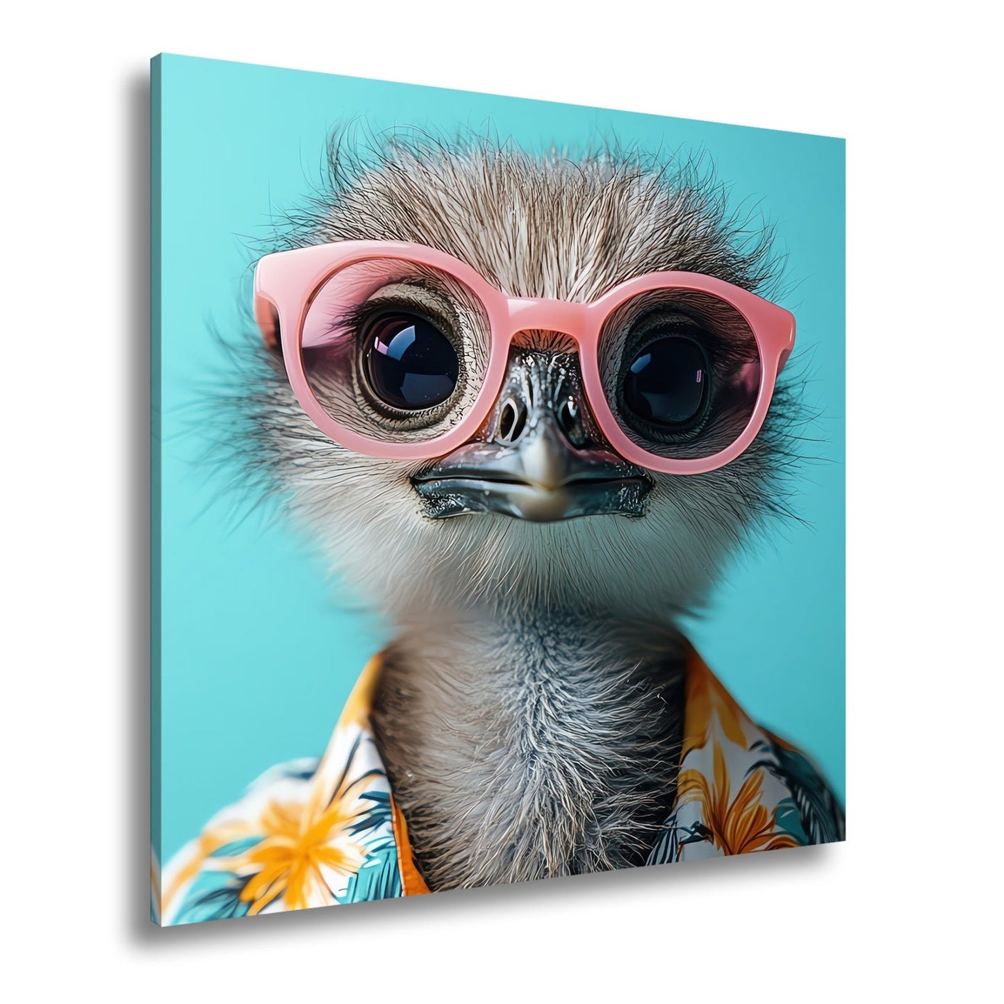 Leinwandbild Cooler Blick – Strauß in Sonnenbrille mit Urlaubsflair. - deyoli