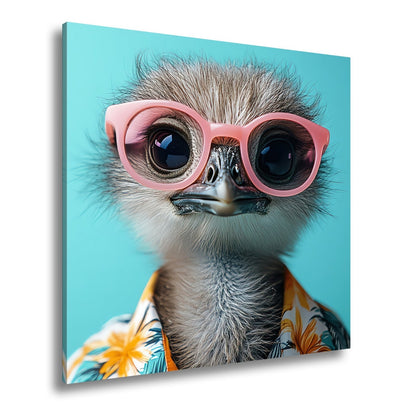 Leinwandbild Cooler Blick – Strauß in Sonnenbrille mit Urlaubsflair. - deyoli