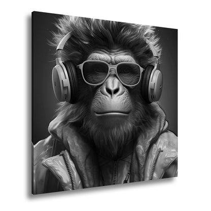 Leinwandbild Cooler Vibe – Affe mit Stil, Beats und Sonnenbrille. - deyoli