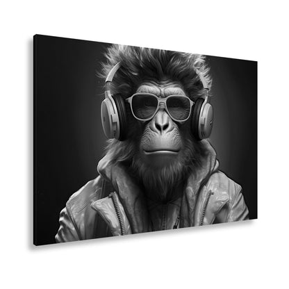 Leinwandbild Cooler Vibe – Affe mit Stil, Beats und Sonnenbrille. - deyoli