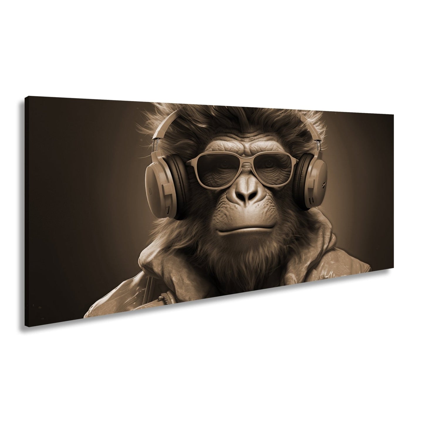 Leinwandbild Cooler Vibe – Affe mit Stil, Beats und Sonnenbrille. - deyoli