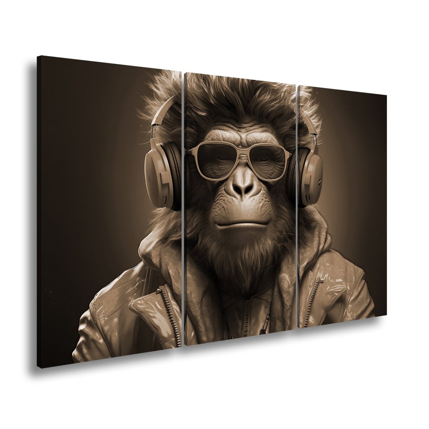Leinwandbild Cooler Vibe – Affe mit Stil, Beats und Sonnenbrille. - deyoli