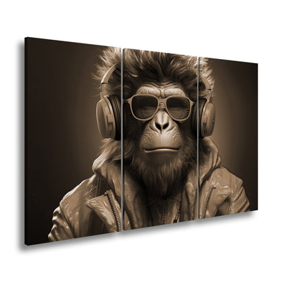 Leinwandbild Cooler Vibe – Affe mit Stil, Beats und Sonnenbrille. - deyoli