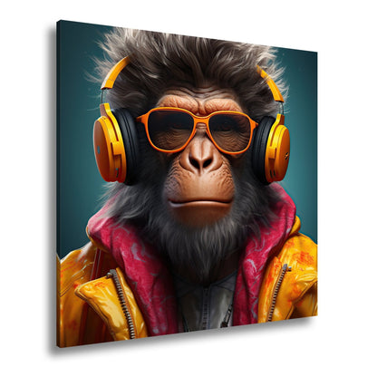 Leinwandbild Cooler Vibe – Affe mit Stil, Beats und Sonnenbrille. - deyoli