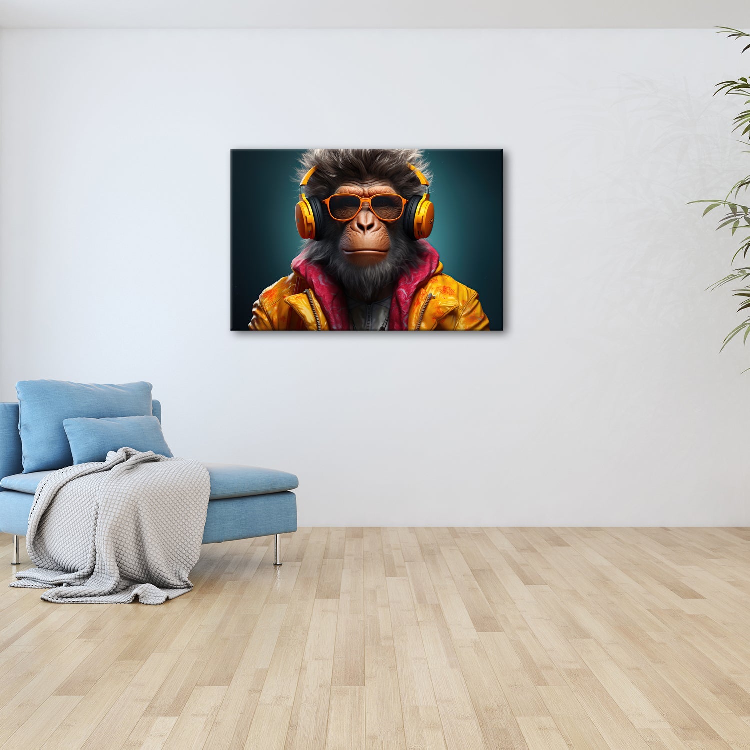 Leinwandbild Cooler Vibe – Affe mit Stil, Beats und Sonnenbrille. - deyoli