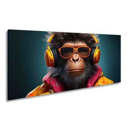 Leinwandbild Cooler Vibe – Affe mit Stil, Beats und Sonnenbrille. - deyoli