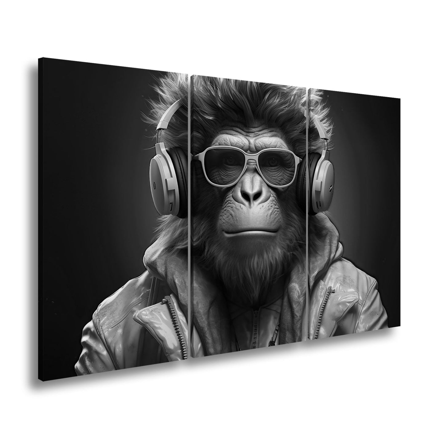 Leinwandbild Cooler Vibe – Affe mit Stil, Beats und Sonnenbrille. - deyoli
