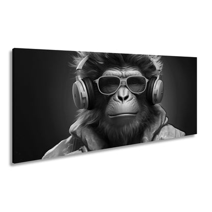 Leinwandbild Cooler Vibe – Affe mit Stil, Beats und Sonnenbrille. - deyoli