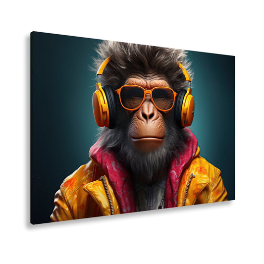 Leinwandbild Cooler Vibe – Affe mit Stil, Beats und Sonnenbrille. - deyoli