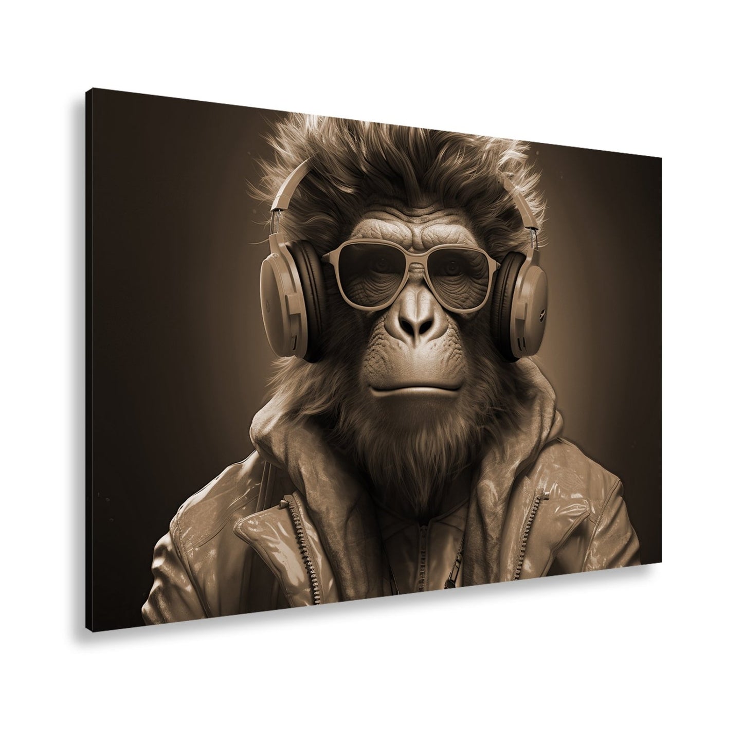 Leinwandbild Cooler Vibe – Affe mit Stil, Beats und Sonnenbrille. - deyoli